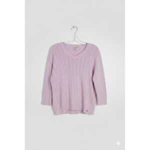 VTG Caribbean Joe light purple cable-knit V-neck sweater. Sz Petite S